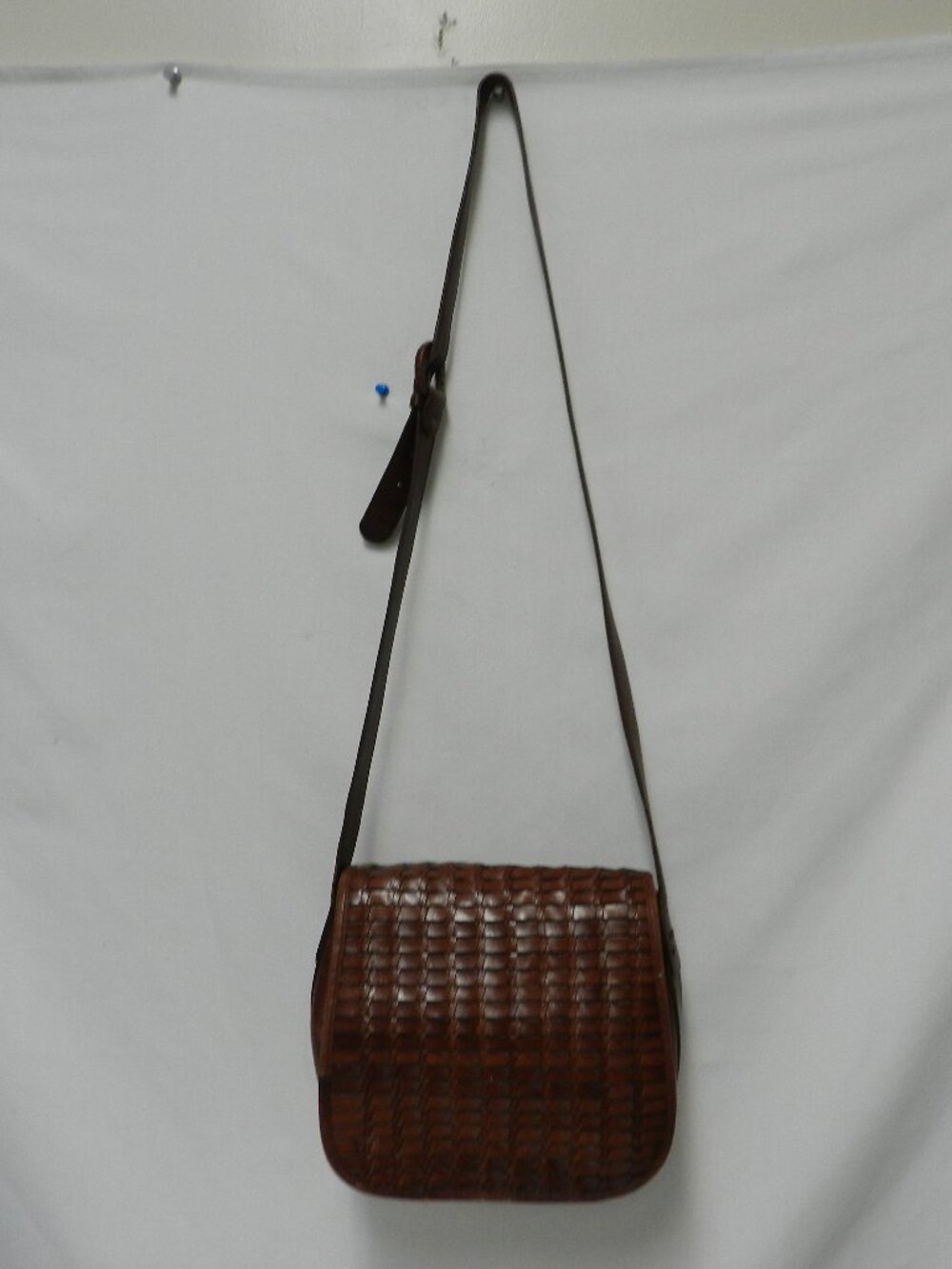 Fossil Vintage Woven Leather shoulder bag purse basket weave brown adjustable - Picture 3 of 15